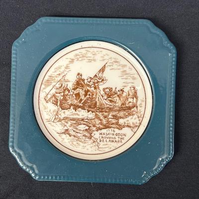 Set 4 Vintage Syracuse China 5 " square Historical Scene Plates
