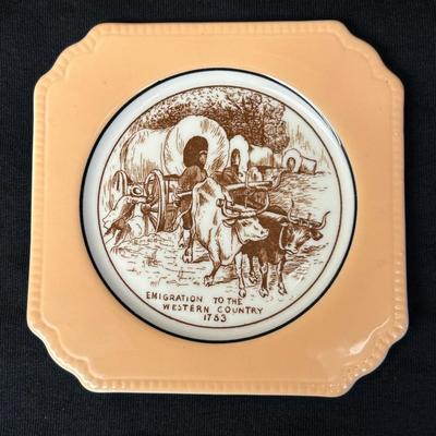 Set 4 Vintage Syracuse China 5 " square Historical Scene Plates