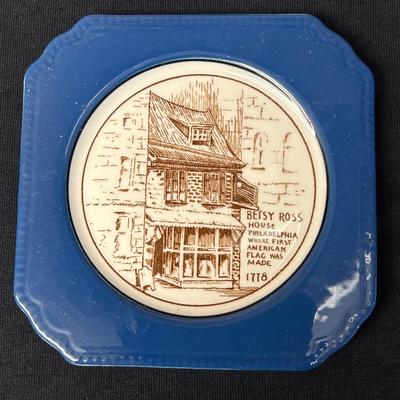 Set 4 Vintage Syracuse China 5 " square Historical Scene Plates