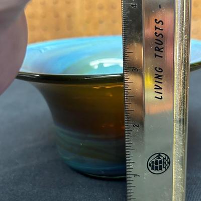 Beautiful signed hand blown swirled Studio Art Glass vase signed BALDWIN - EXC