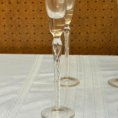 Vintage 1960s Blown Clear Glass Air Twist Cordial Liqueur Shot Glasses set of 6