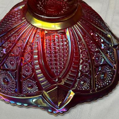 VINTAGE INDIANA GLASS PUNCH BOWL and 7 CUPS ~ RED SUNSET COLOR