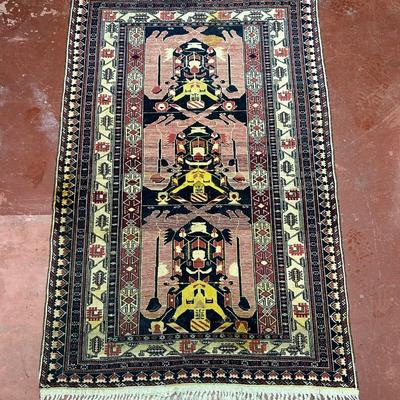 Vintage Persian Rug - hand knotted, wool, 37.5" x 58â€