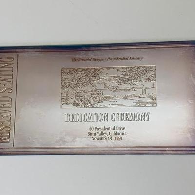 Limited Edition Tiffany Reagan Library Dedication Ceremony Display Plate