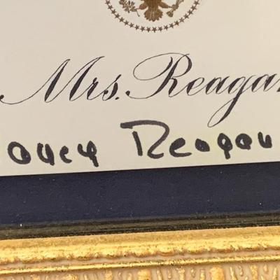 Nancy Reagan White House Dinner Place Card Signed & Framed