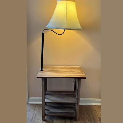 End Table Floor Lamp with Magazine Shelf