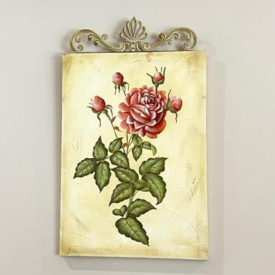 Canvas Wrapped Floral Print With Metal Topper