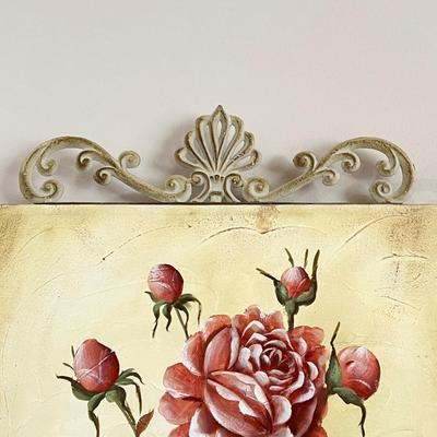 Canvas Wrapped Floral Print With Metal Topper