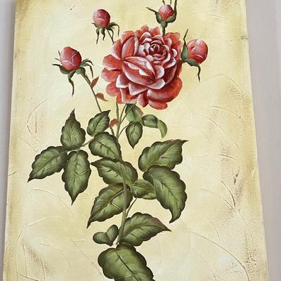Canvas Wrapped Floral Print With Metal Topper