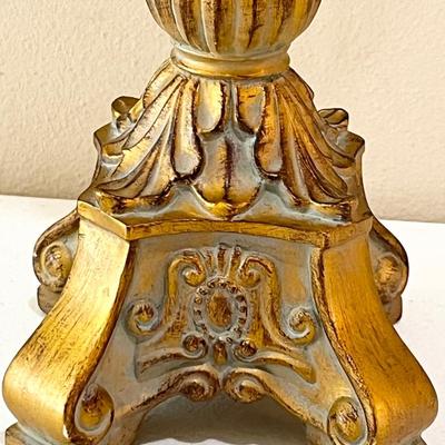 38â€ Tall Gold Distressed Table Lamp ~ With Beaded Lampshade