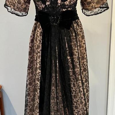 Stunning Beaded Lace Antique Dress