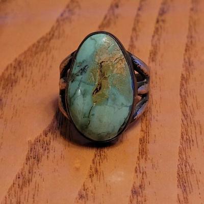 Men's Old Pawn Sterling & Turquoise Ring