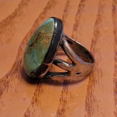 Men's Old Pawn Sterling & Turquoise Ring
