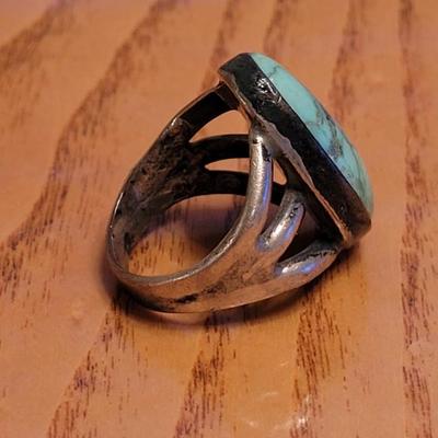 Men's Old Pawn Sterling & Turquoise Ring
