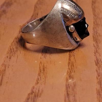 Men's Sterling & Black Onyx Mayan Mask Ring