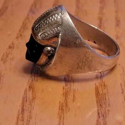 Men's Sterling & Black Onyx Mayan Mask Ring