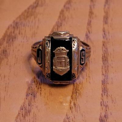 1959 High School Class Ring - 10k Gold & Sapphire