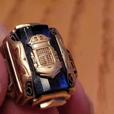 1959 High School Class Ring - 10k Gold & Sapphire