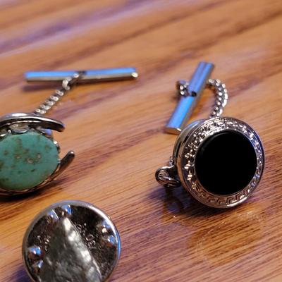 Men's Tie Pins - Turquoise, Black Onyx