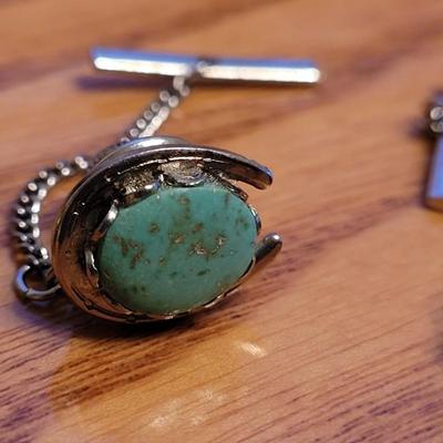 Men's Tie Pins - Turquoise, Black Onyx