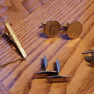 Men's Gold Tone Tie Bars, Pins, & Cuff Links