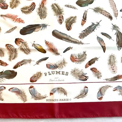 128 Authentic HERMÃ‰S Carre 90 Silk Scarf Plumes by Henri De Linares 1953