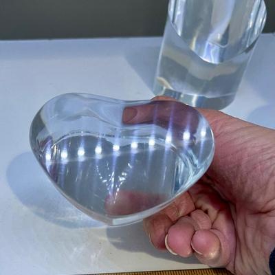 2 heart paperweights