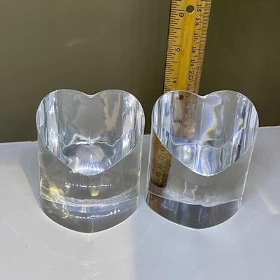 2 heart paperweights
