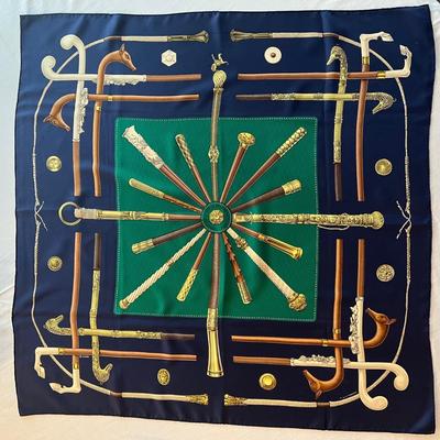 130 Authentic HERMÃ‰S Carre 90 Silk Scarf Cannes & Pommeau by Francoise De La Perriere 1985