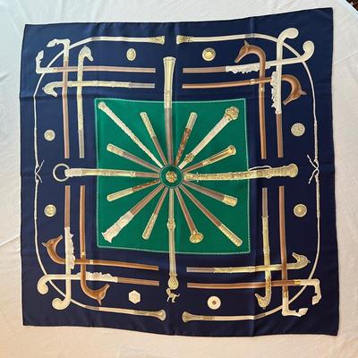 130 Authentic HERMÃ‰S Carre 90 Silk Scarf Cannes & Pommeau by Francoise De La Perriere 1985