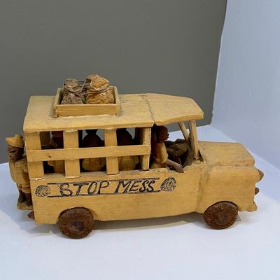 African carved schoolbus
