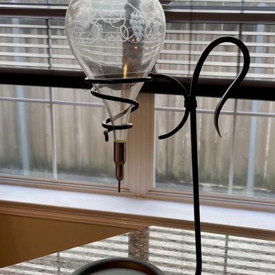 Vintage Crystal Wine Aerator Glass Wrought Iron