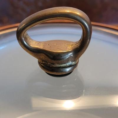 Enamel Pot with Brass Handles & Lid