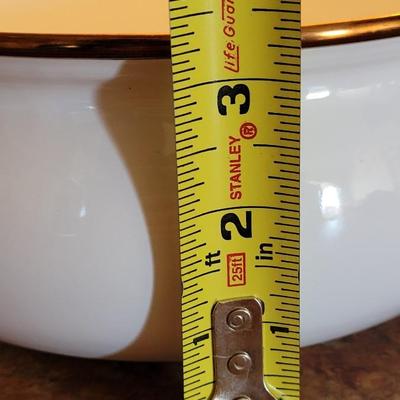Enamel Pot with Brass Handles & Lid