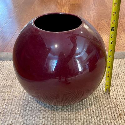 Large burgundy orb vase