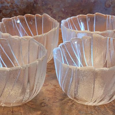 Glass Dessert Bowls and a Pink Glass Plate