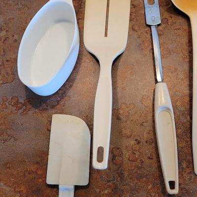 Cream & White Kitchen Utensils Lot
