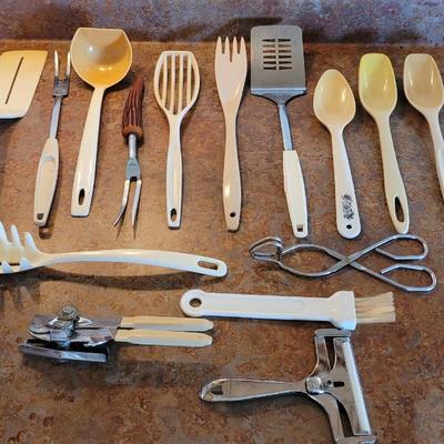 Cream & White Kitchen Utensils Lot