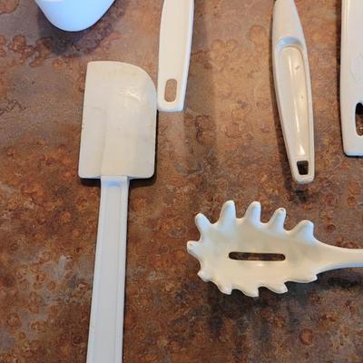Cream & White Kitchen Utensils Lot