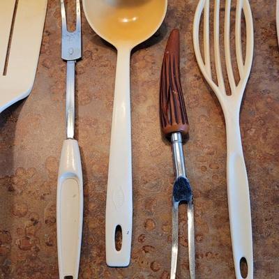 Cream & White Kitchen Utensils Lot