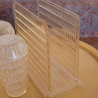 Lazy Susan and Vintage Plastic S&P and Napkin Holder