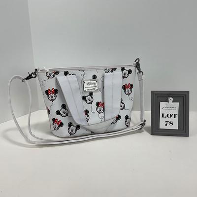 -78- COLLECTIBLE | Disney Loungefly White Mickey & Minnie Bag