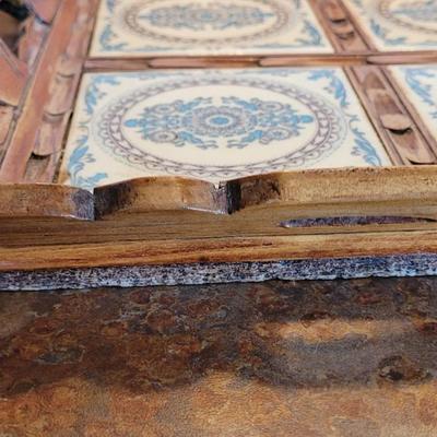 Vintage Wood & Tile Serving Tray