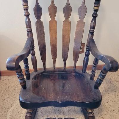 Antique Rocking Chair with Gold Leaf Floral