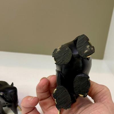 Hand carved ebony family of elephants