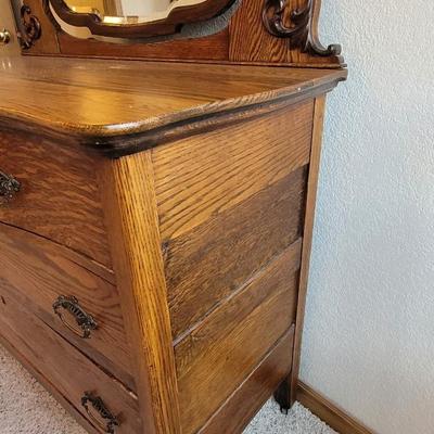 Antique Dresser with Mirror & Original Label