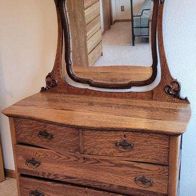 Antique Dresser with Mirror & Original Label