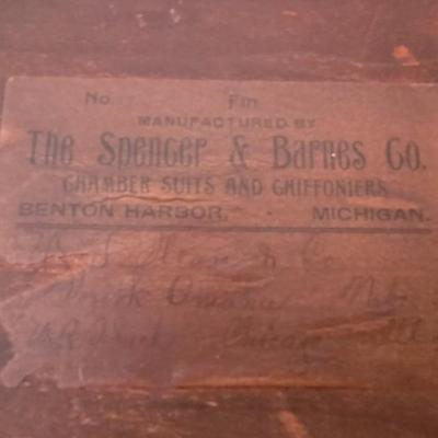 Antique Dresser with Mirror & Original Label
