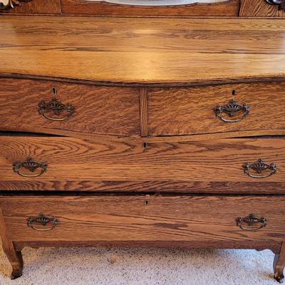 Antique Dresser with Mirror & Original Label