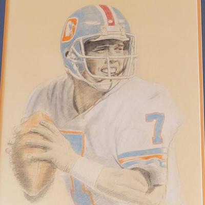 Hand Drawn John Elway Art